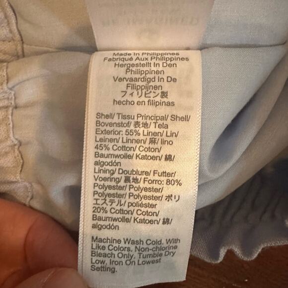 J Crew Blue Linen Cotton City Mini Skirt Paperbag Stretch Waist Size 0 NWT BF230 - Picture 12 of 15